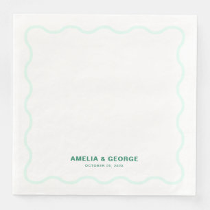 Mint Wavy Retro Wedding Napkin