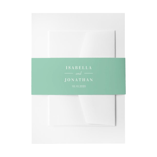 Mint wedding classic invitation belly band (Front Example)
