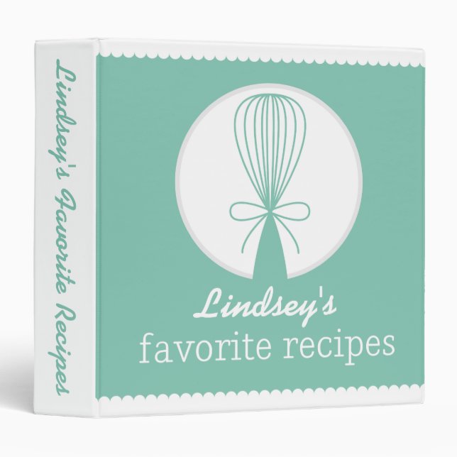 Mint Whisk Silhouette Recipe Binder (Front/Spine)