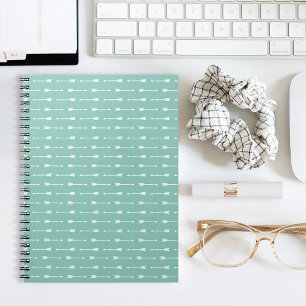Mint & White Arrows Modern Boho Pattern Notebook