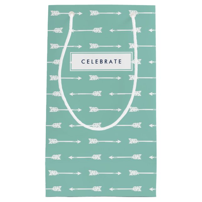 Mint & White Arrows Pattern Customized Gift Bag (Front)