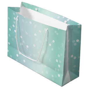 Mint White Bokeh Dots Bow Cupcake Christmas Large Gift Bag