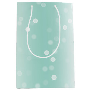 Mint White Bokeh Dots Bow Cupcake Christmas Medium Gift Bag