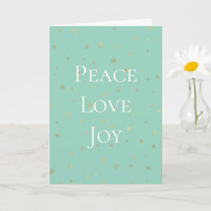 Mint White Christmas Gold Snowflakes Card