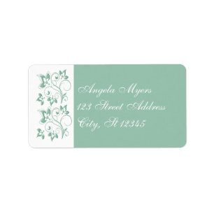 Mint, White Floral Return Address Label