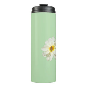 Mint White Flower and Honeybee Thermal Tumbler