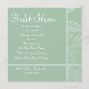 Mint & White Leaf Bridal Shower Invitation