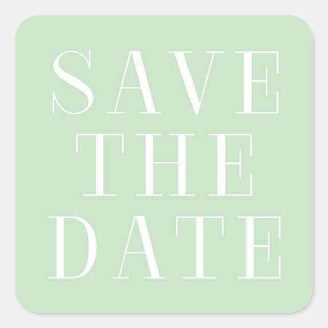 Mint & White Modern Type SAVE THE DATE Sticker (Front)