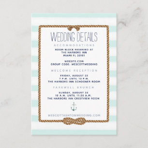 Mint & White Nautical Knot Wedding Details Enclosure Card