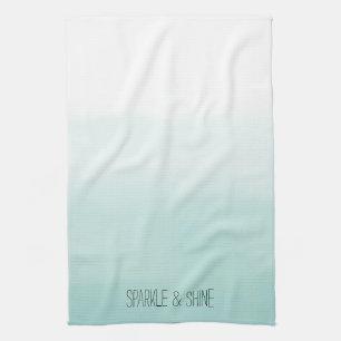Mint White Ombre Watercolor Kitchen Towel