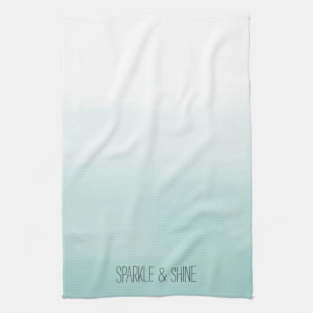 Mint White Ombre Watercolor Kitchen Towel (Vertical)