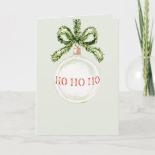 Mint White Ornament Ho Ho Ho Christmas Card