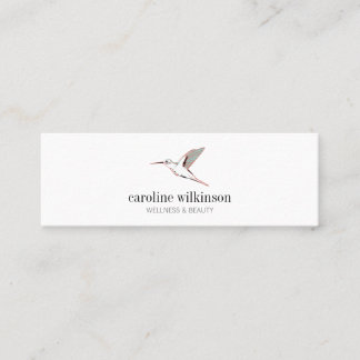 Mint white red elegant hummingbird illustration mini business card