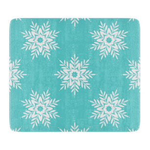 Mint White Snowflake Pattern   Cutting Board