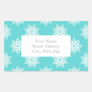 Mint White Snowflake Pattern Labels