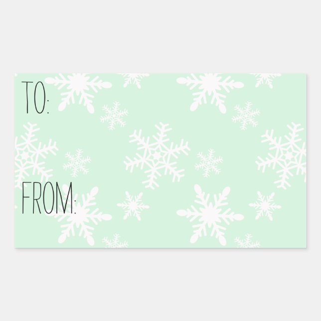 Mint White Snowflakes Gift Tag (Front)