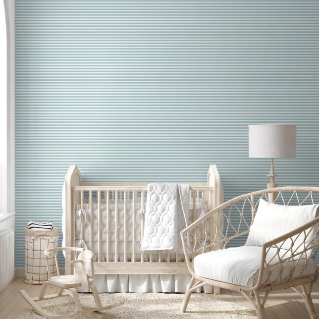 Mint White Stripes Wallpaper (Kids)