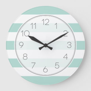 Mint Wide Stripes Large Clock