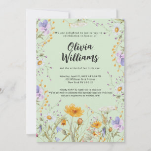 Mint wildflower spring floral Baby Shower  Invitation