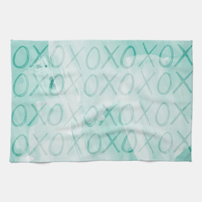 Mint XOXO Love Kitchen Towel (Horizontal)