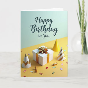 Mint Yellow Elegant Birthday Card