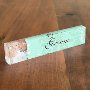 Mint Your Photo Groom's Wedding Name Plate
