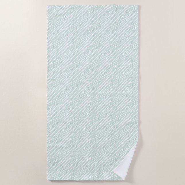 Mint Zebra Print Stripes Beach Towel (Front)