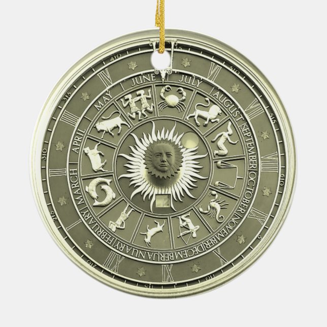 Mint Zodiac Wheel Ceramic Ornament (Back)