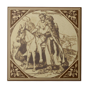 Minton Good Samaritan Bible Story Repro Antique Tile