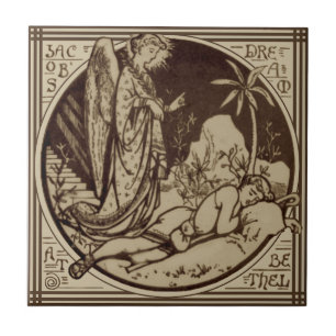 Minton Jacob's Dream Biblical Antique Repro Sepia Tile