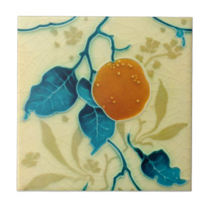 Minton Orange Fruit Branch Majolica c1900 Repro Tile