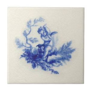 Minton Putti Cherub Sheep Flow Blue c.1875 Repro Tile