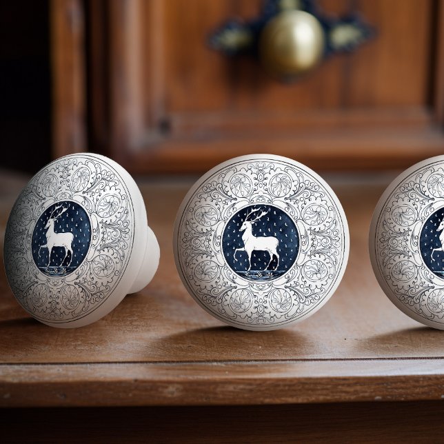 Mintons Deer British Royal Blue Victorian Antler Ceramic Knob (Creator Uploaded)