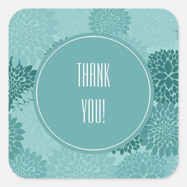 Minty Flowers Square Sticker (Front)