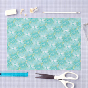 Minty Green Aqua Gold Swirl Small Scale Decoupage  Tissue Paper