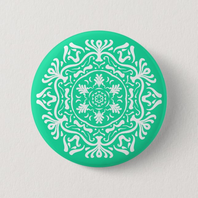 Minty Mandala 2 Inch Round Button (Front)