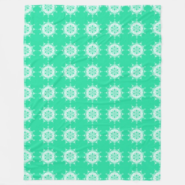 Minty Mandala Fleece Blanket (Front)