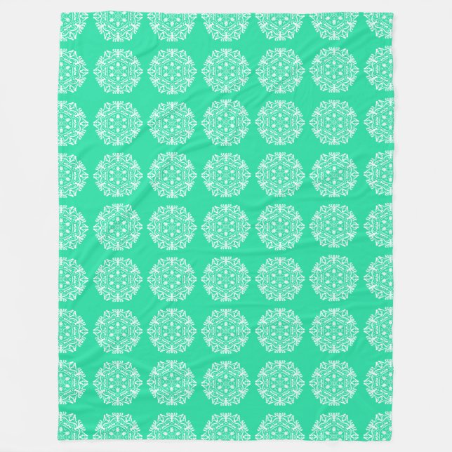 Minty Mandala Fleece Blanket (Front)