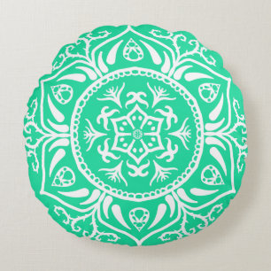 Minty Mandala Round Pillow