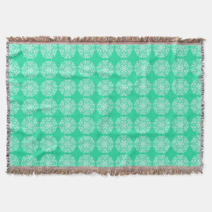 Minty Mandala Throw Blanket