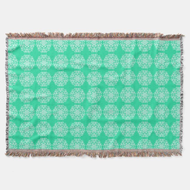 Minty Mandala Throw Blanket (Front)