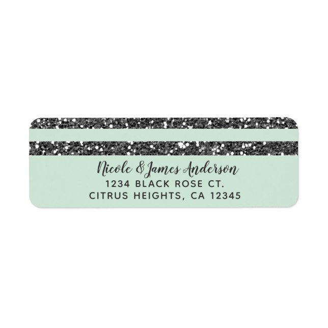 Minty Mint Green & Silver Glitter Stripes Party (Front)