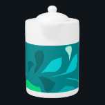 Minty nature style Teapot<br><div class="desc">Green mint and turquoise menthol leaves decant on this base teapot.</div>