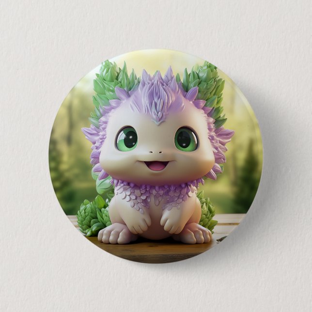 Minty, the charming Axolotl 2 Inch Round Button (Front)