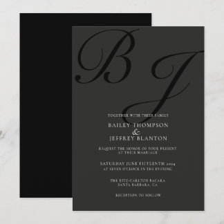 Minuit Classic Monogramme Faire-part de mariage No