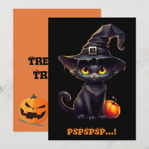 Minuit Le Chat Noir Cuisine Halloween Invitation