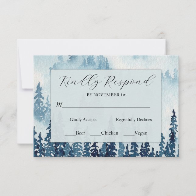 Minuit Lune Mariage Rustique Carte RSVP (Devant)