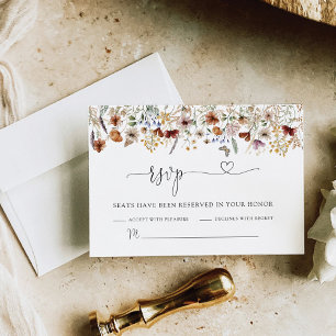 Minuscule carte RSVP de mariage Fleur sauvage