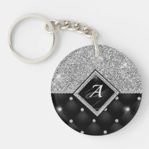 Minuscule cristal argent noir monogramme diamant é