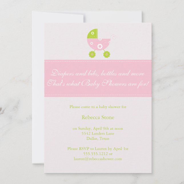 minuscule invitation au baby shower de transport { (Devant)
